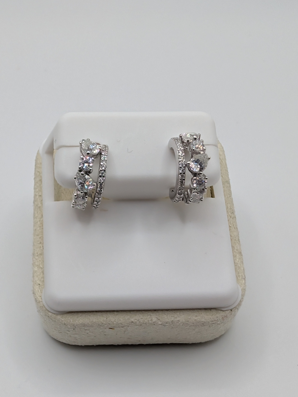 925 Sterling Silver Moissanite Hoop Earrings 2.00 CTW Diamond Alternative